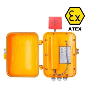 TELEFONO INDUSTRAIL CARCASA METALICA ANTIDEFLAGRANTE IP65 ANALOGO CON ALARMA -  CERTIFICACION ATEX