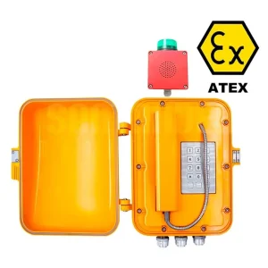 TELEFONO INDUSTRAIL CARCASA METALICA ANTIDEFLAGRANTE IP65 IP CON ALARMA -  CERTIFICACION ATEX